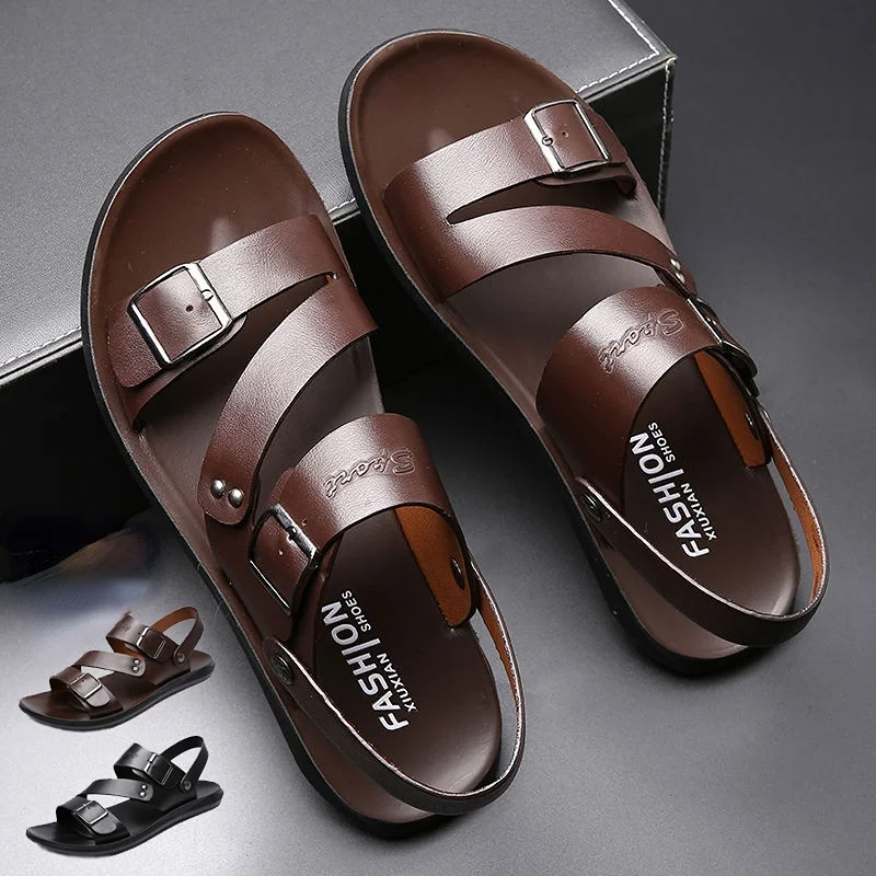 Crossfit Male - Moda sandalet erkek düz renk PU